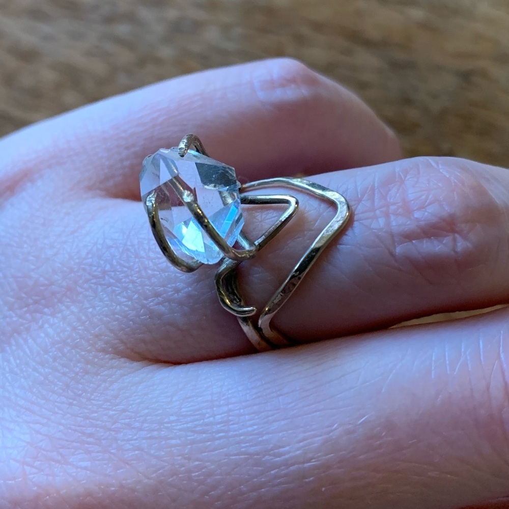 Herkimer Diamond Engagement Ring Set - image 2